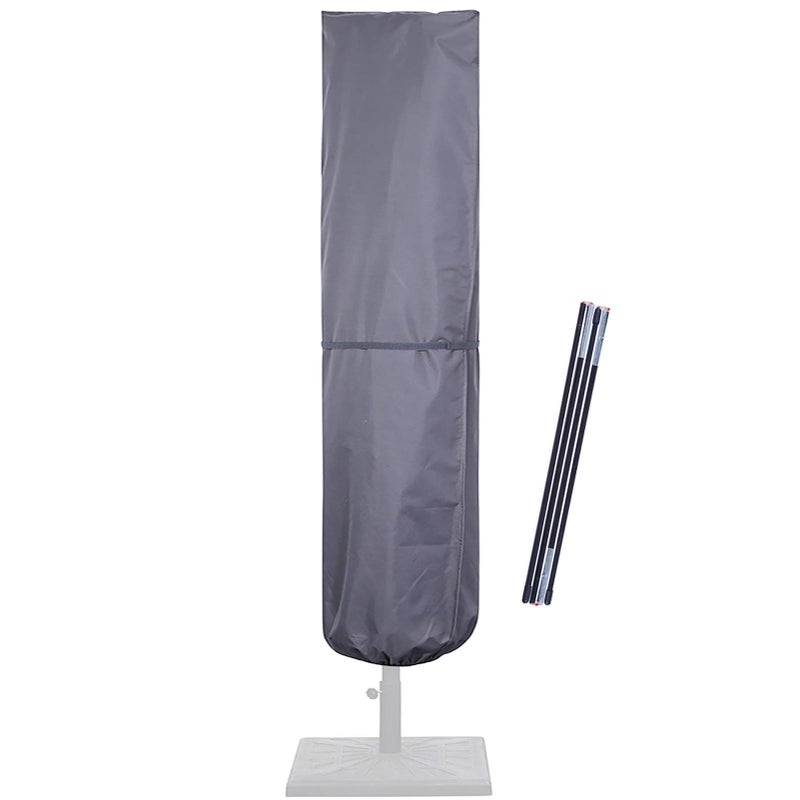 SUPERJARE Patio Umbrella Cover with Rod for 7 to 11 Ft Umbrellas & 15 Ft Double-Sided Umbrellas, 600D Protective Waterproof Cover with Zipper, Gray - Image 1
